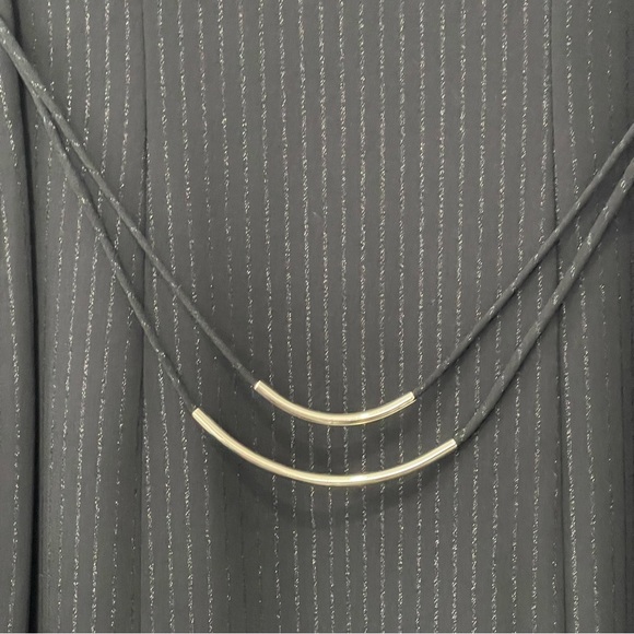 Virgo ll Maxi Dress Woman’s Sz 10 Black/ Silver Shimmer Stripes Attached Belt - Picture 3 of 7